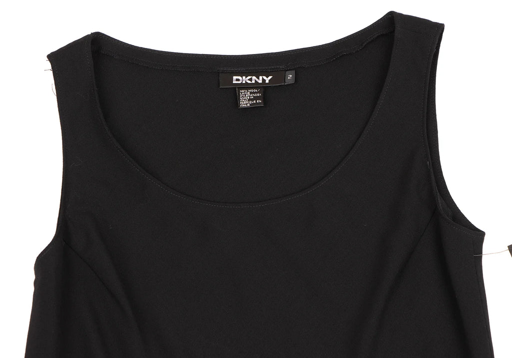 DKNY New York. NEW W/TAG. Black Bias Cut Switching Wool Sleeveless Dress