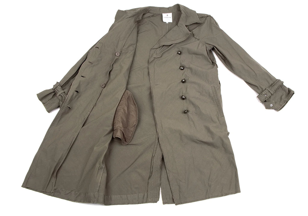 LANVIN en Bleu PARIS. Khaki Color Cut-off Nylon Trench Coat