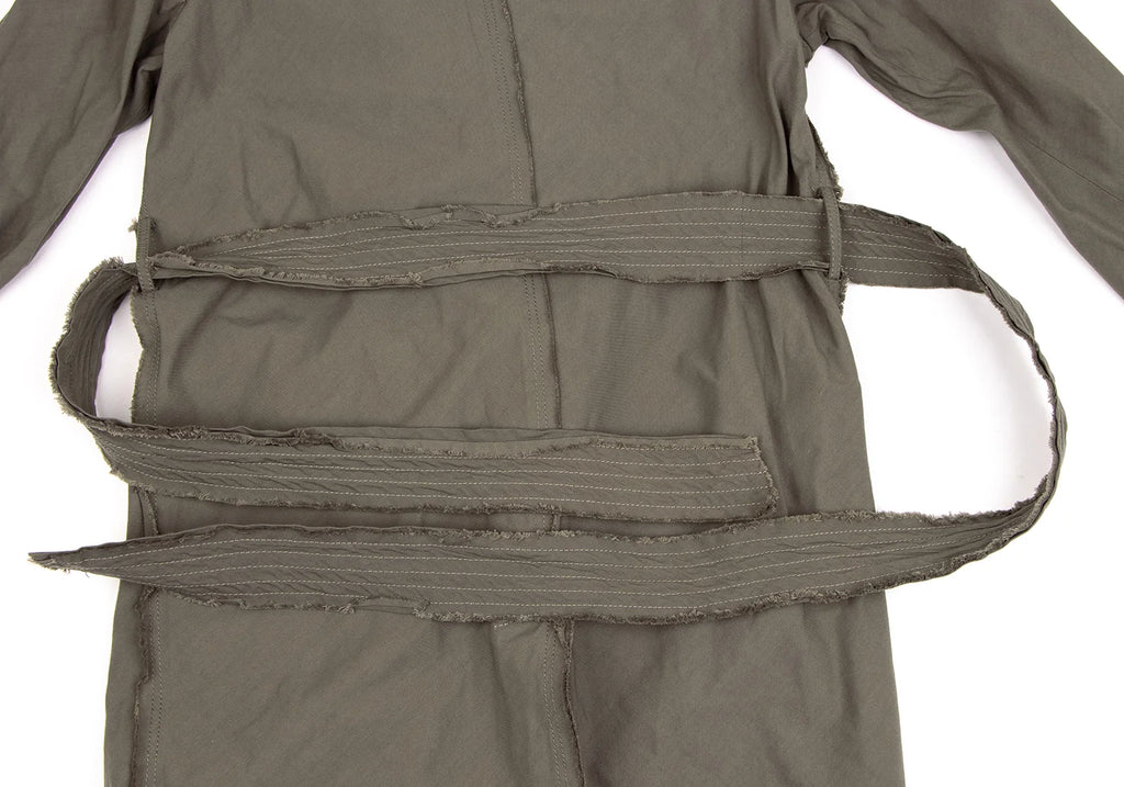 LANVIN en Bleu PARIS. Khaki Color Cut-off Nylon Trench Coat