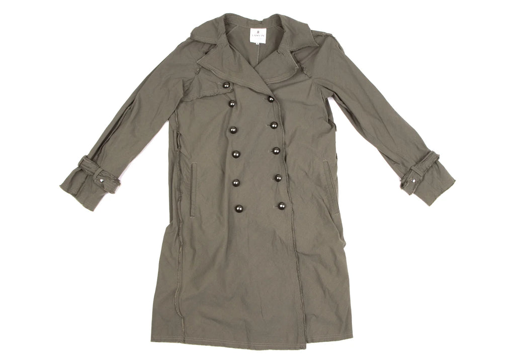 LANVIN en Bleu PARIS. Khaki Color Cut-off Nylon Trench Coat
