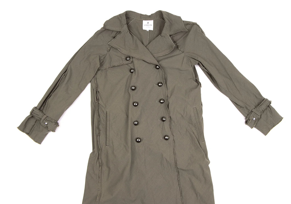 LANVIN en Bleu PARIS. Khaki Color Cut-off Nylon Trench Coat