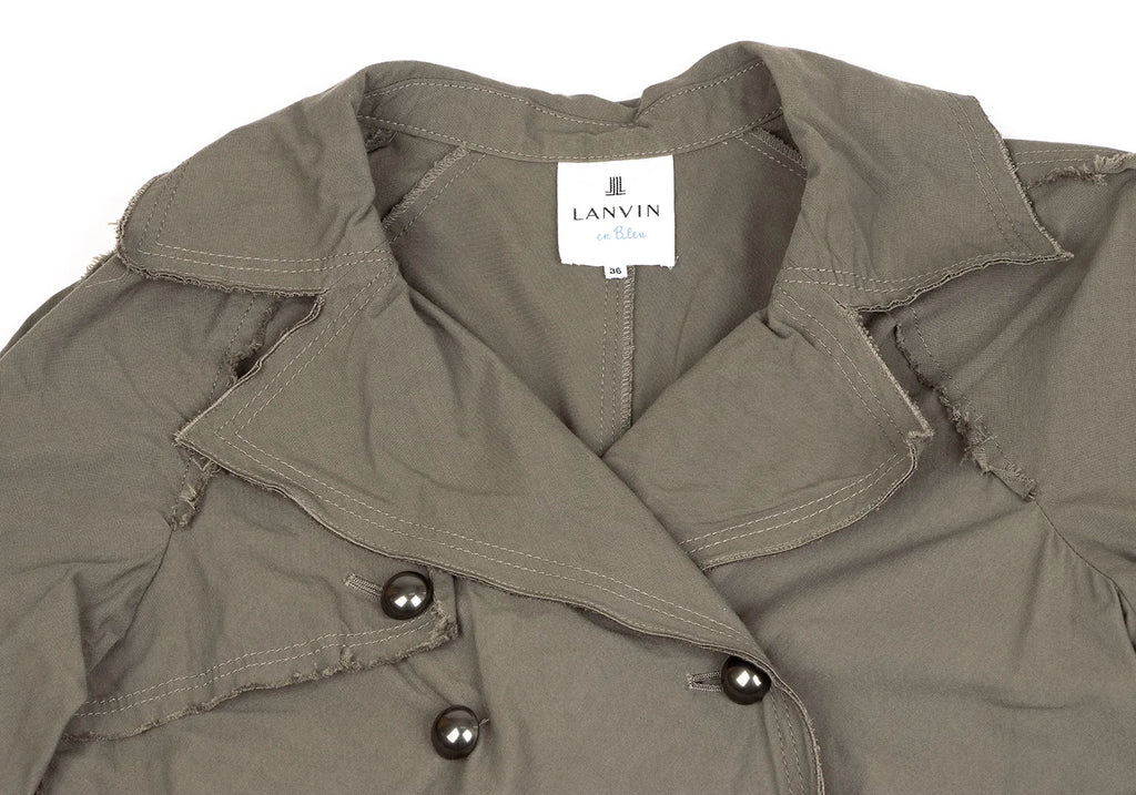 LANVIN en Bleu PARIS. Khaki Color Cut-off Nylon Trench Coat