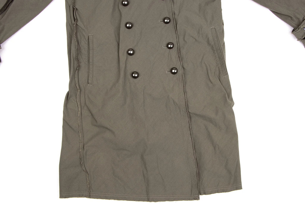 LANVIN en Bleu PARIS. Khaki Color Cut-off Nylon Trench Coat