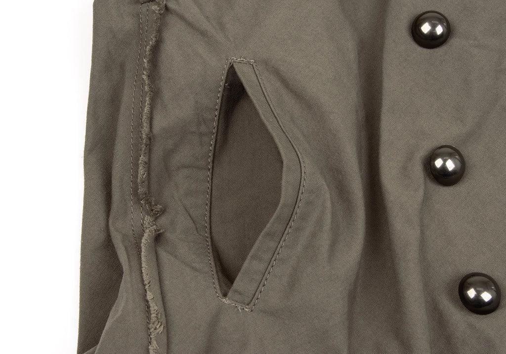 LANVIN en Bleu PARIS. Khaki Color Cut-off Nylon Trench Coat