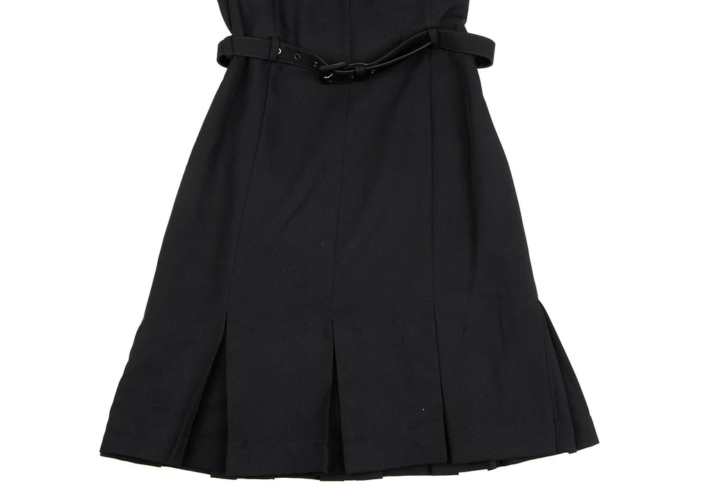 MaxMara  Italy. SPORTMAX. Black Belted Poly Sleeveless Dress