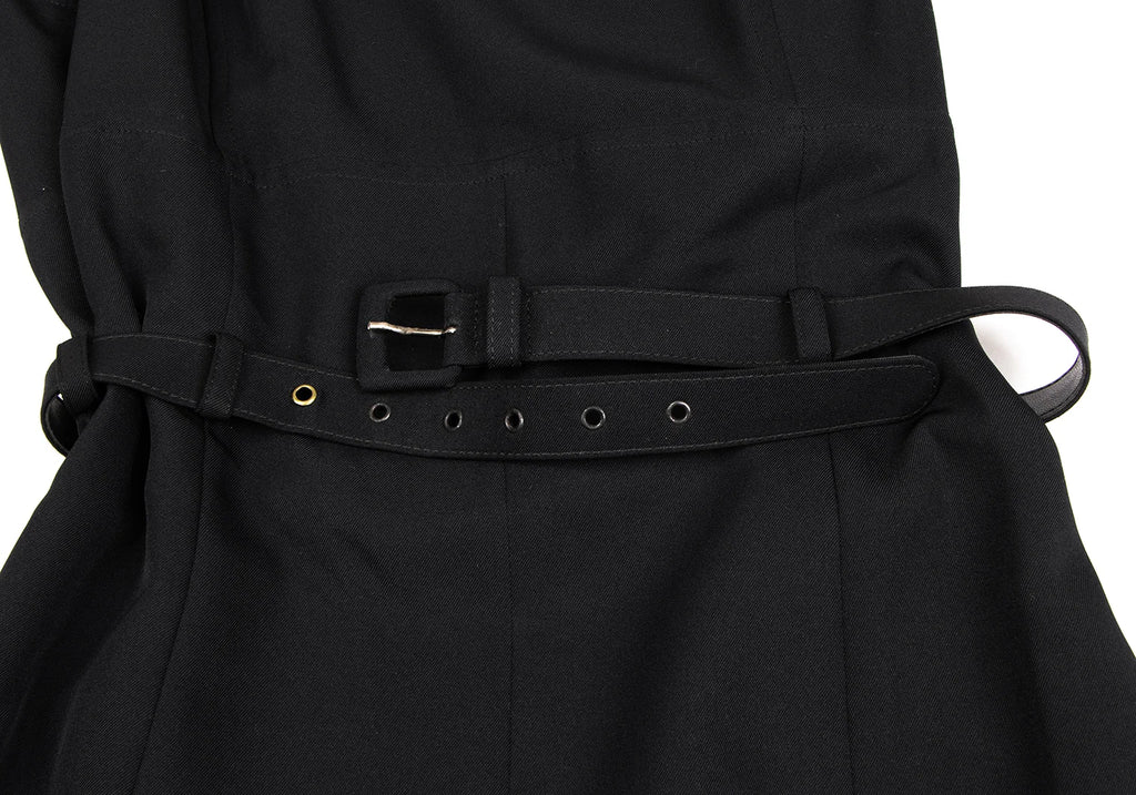 MaxMara  Italy. SPORTMAX. Black Belted Poly Sleeveless Dress