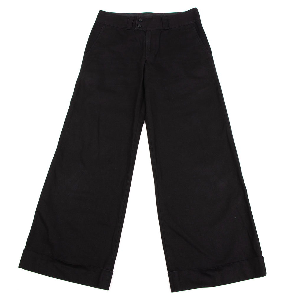 COMME des GARCONS Japan. TRICOT. Black Cotton Linen Canvas Wide Pants