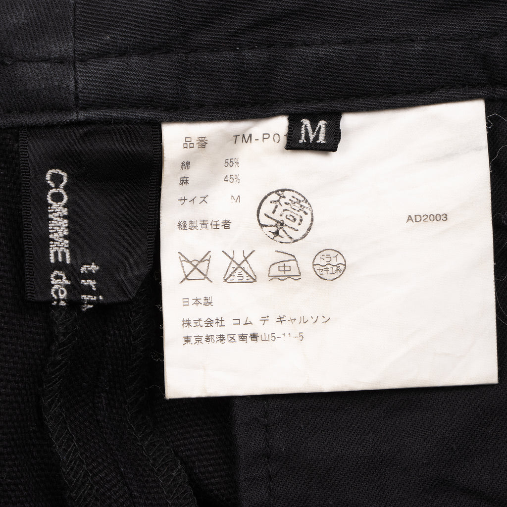 COMME des GARCONS Japan. TRICOT. Black Cotton Linen Canvas Wide Pants