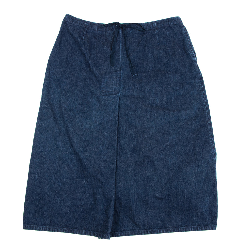 45RPM JAPAN. Indigo Cotton Hem Tuck Denim Skirt
