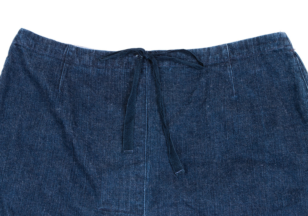 45RPM JAPAN. Indigo Cotton Hem Tuck Denim Skirt