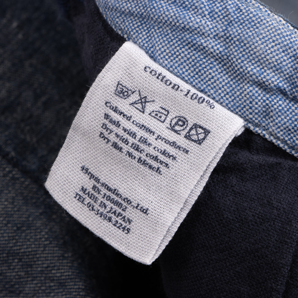 45RPM JAPAN. Indigo Cotton Hem Tuck Denim Skirt