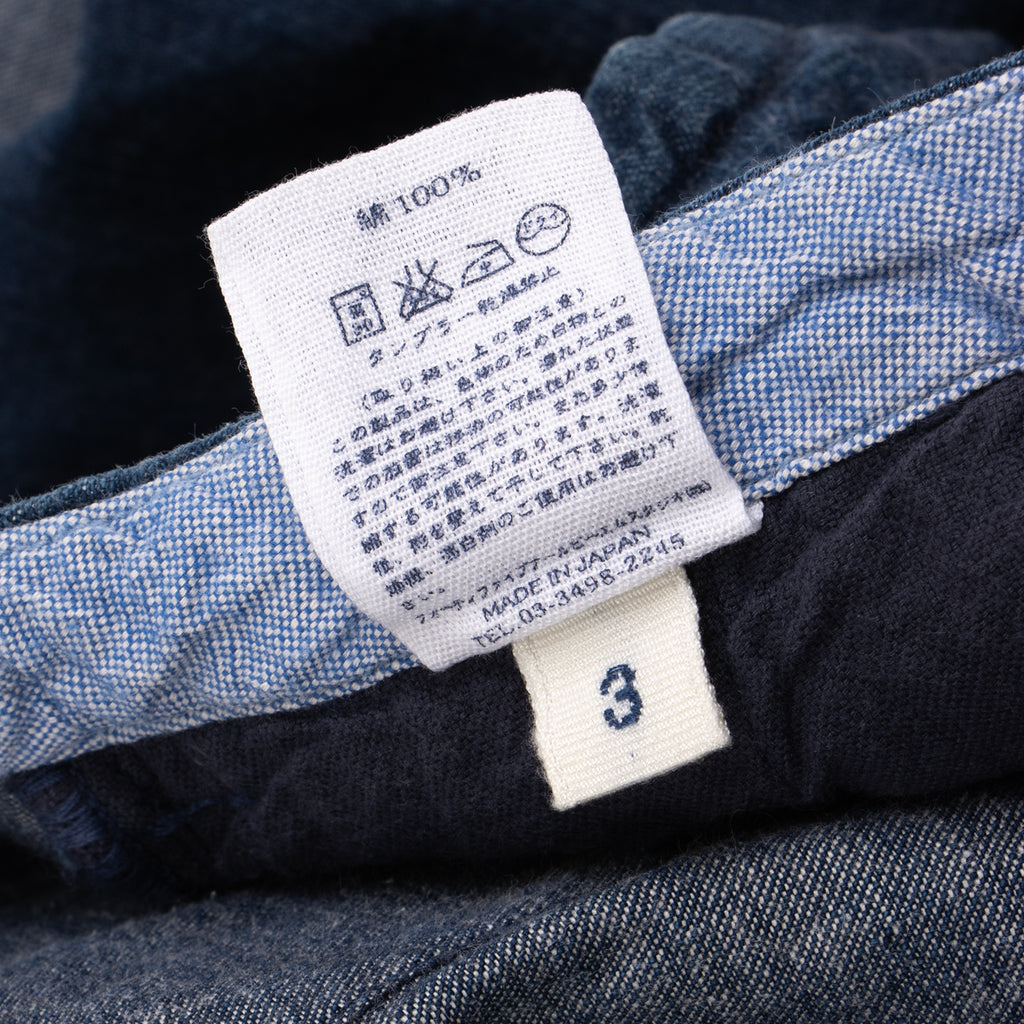 45RPM JAPAN. Indigo Cotton Hem Tuck Denim Skirt