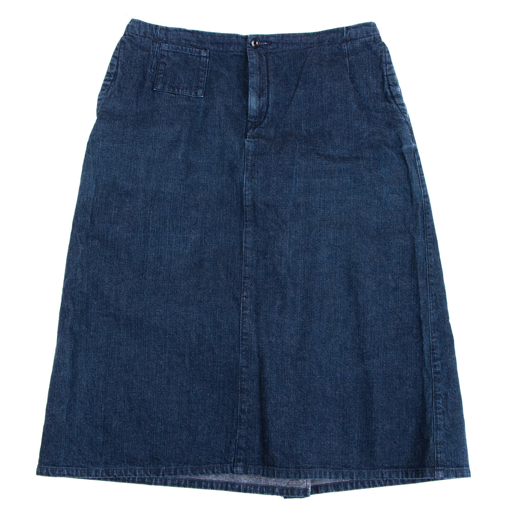 45RPM JAPAN. Indigo Cotton Hem Tuck Denim Skirt