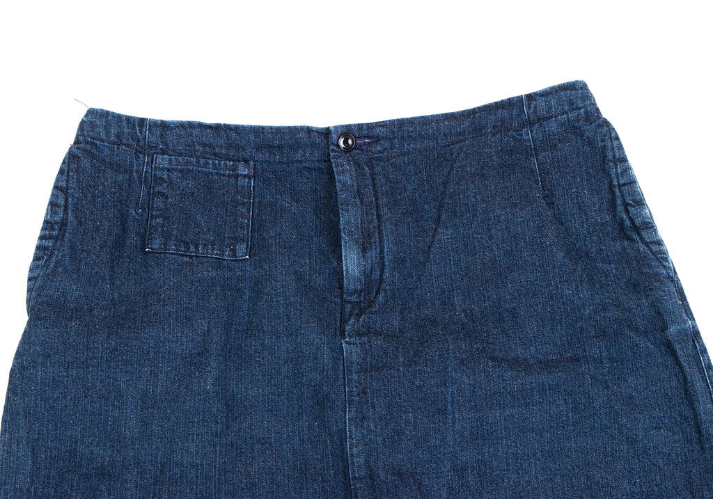 45RPM JAPAN. Indigo Cotton Hem Tuck Denim Skirt