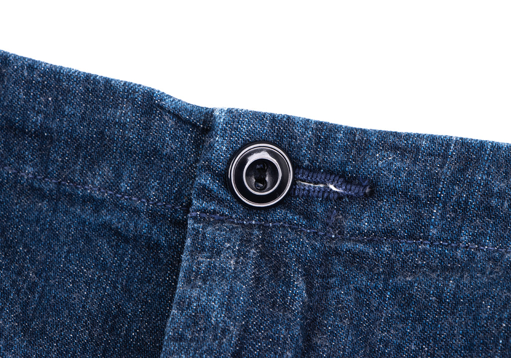 45RPM JAPAN. Indigo Cotton Hem Tuck Denim Skirt