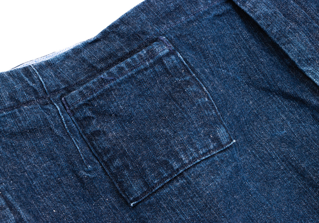 45RPM JAPAN. Indigo Cotton Hem Tuck Denim Skirt