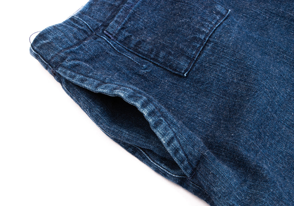 45RPM JAPAN. Indigo Cotton Hem Tuck Denim Skirt