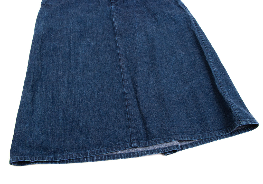 45RPM JAPAN. Indigo Cotton Hem Tuck Denim Skirt