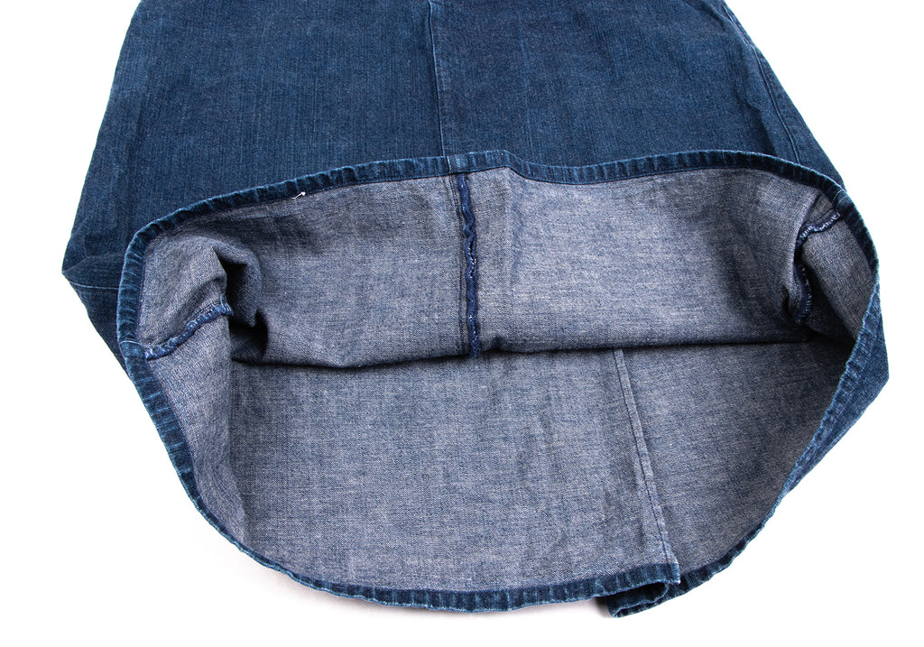 45RPM JAPAN. Indigo Cotton Hem Tuck Denim Skirt