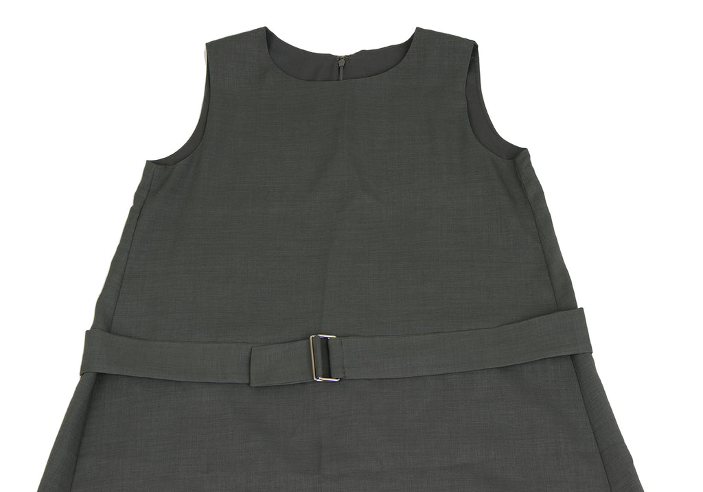 UNITED ARROWS JAPAN. closet story. Forest Green Sleeveless Belted Dress