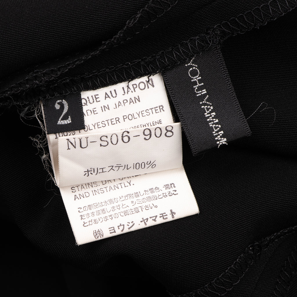 Yohji Yamamoto Japan.NOIR Black Poly Back Slit Maxi Skirt