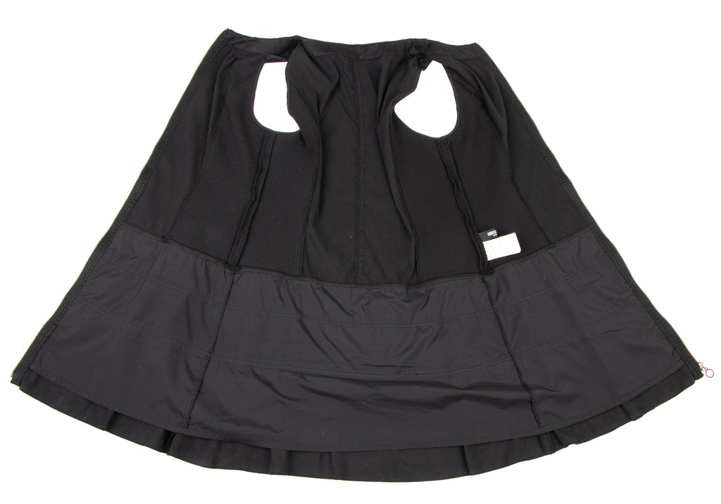 HIROKO KOSHINO HIROKO BIS JAPAN. Black Synthetic Suede Switching Zip Tunic/Mini Dress