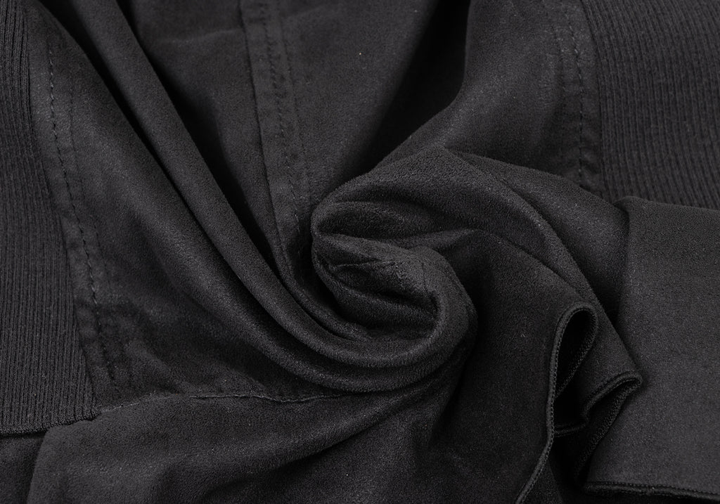 HIROKO KOSHINO HIROKO BIS JAPAN. Black Synthetic Suede Switching Zip Tunic/Mini Dress