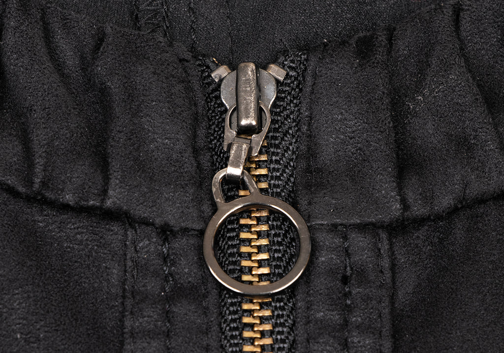 HIROKO KOSHINO HIROKO BIS JAPAN. Black Synthetic Suede Switching Zip Tunic/Mini Dress