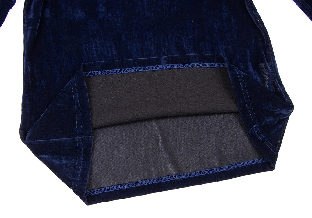 HIROKO KOSHINO HIROKO BIS JAPAN. eSSeNtieL Gather Cuffs Blue Velor Shirt