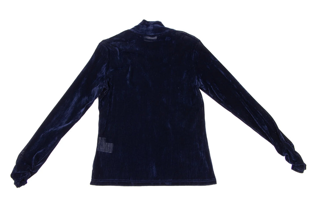 HIROKO KOSHINO HIROKO BIS JAPAN. eSSeNtieL Gather Cuffs Blue Velor Shirt