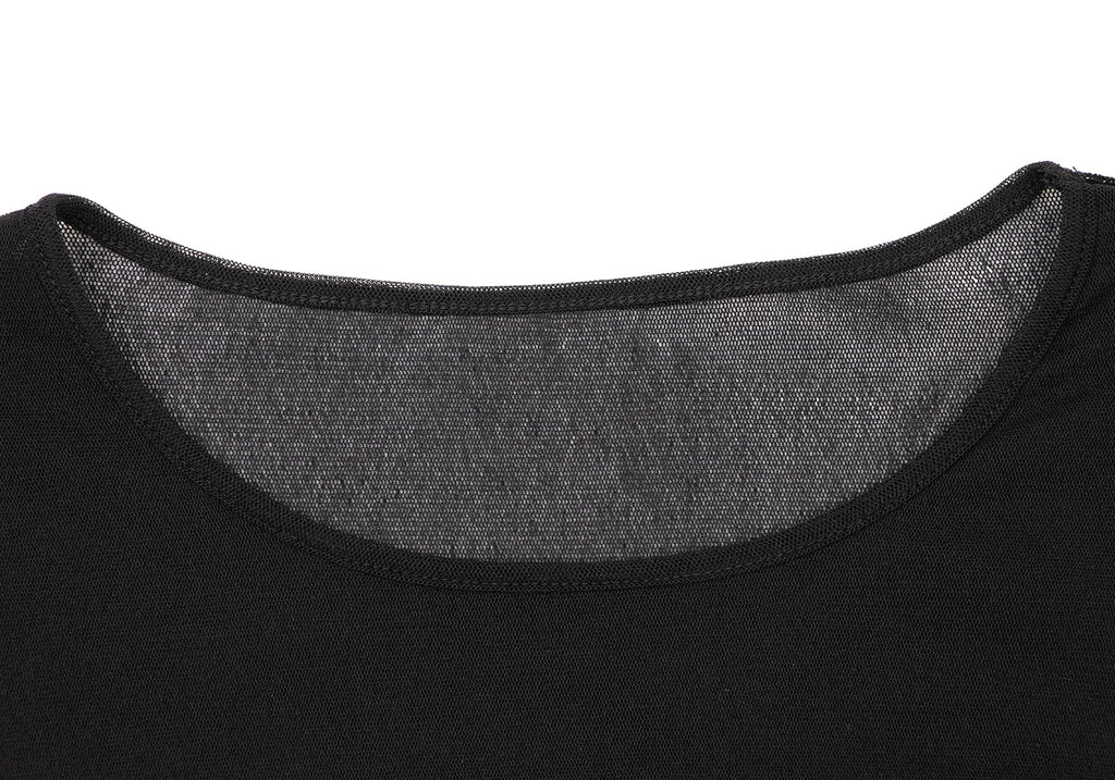 HIROKO KOSHINO HIROKO BIS eSSeNtieL Black Mesh Switching Velor T Shirt