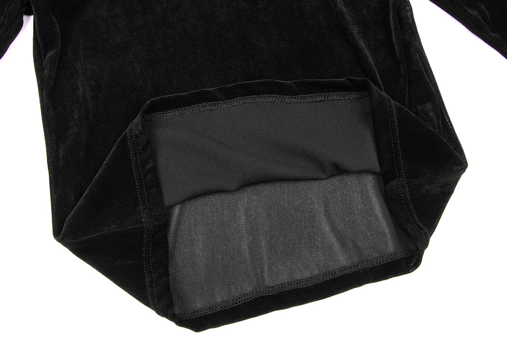 HIROKO KOSHINO HIROKO BIS eSSeNtieL Black Mesh Switching Velor T Shirt