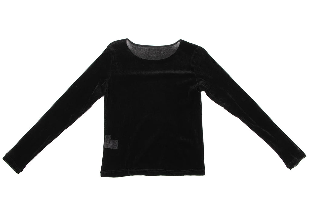 HIROKO KOSHINO HIROKO BIS eSSeNtieL Black Mesh Switching Velor T Shirt