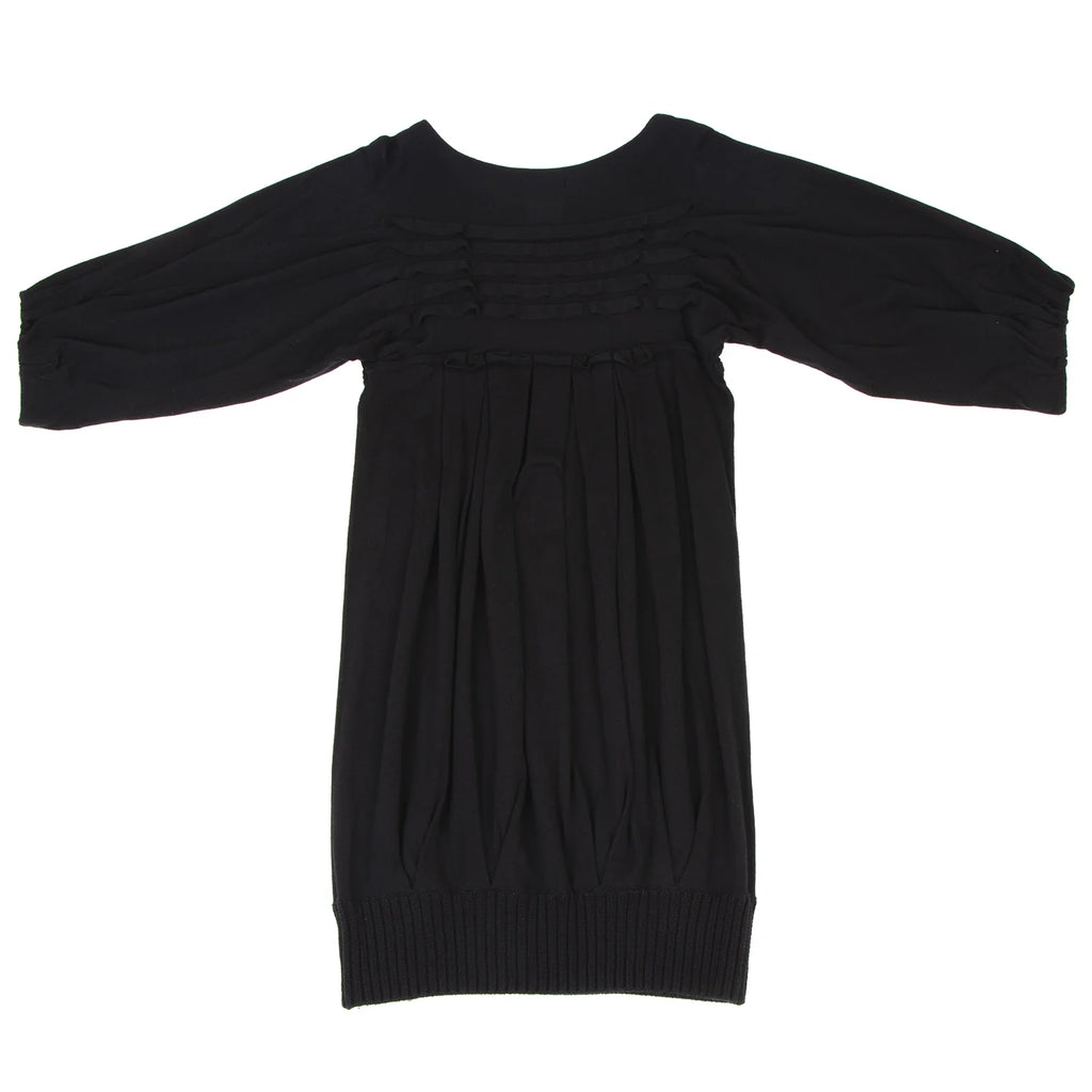 A/T ATSURO TAYAMA JAPAN. Black Frill Tuck Knit Dress
