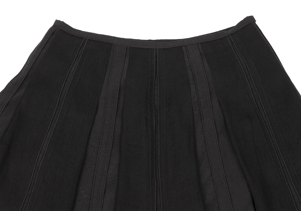 SONIA RYKIEL PARIS. Black Triacetate Blend Pintuck Switching Skirt
