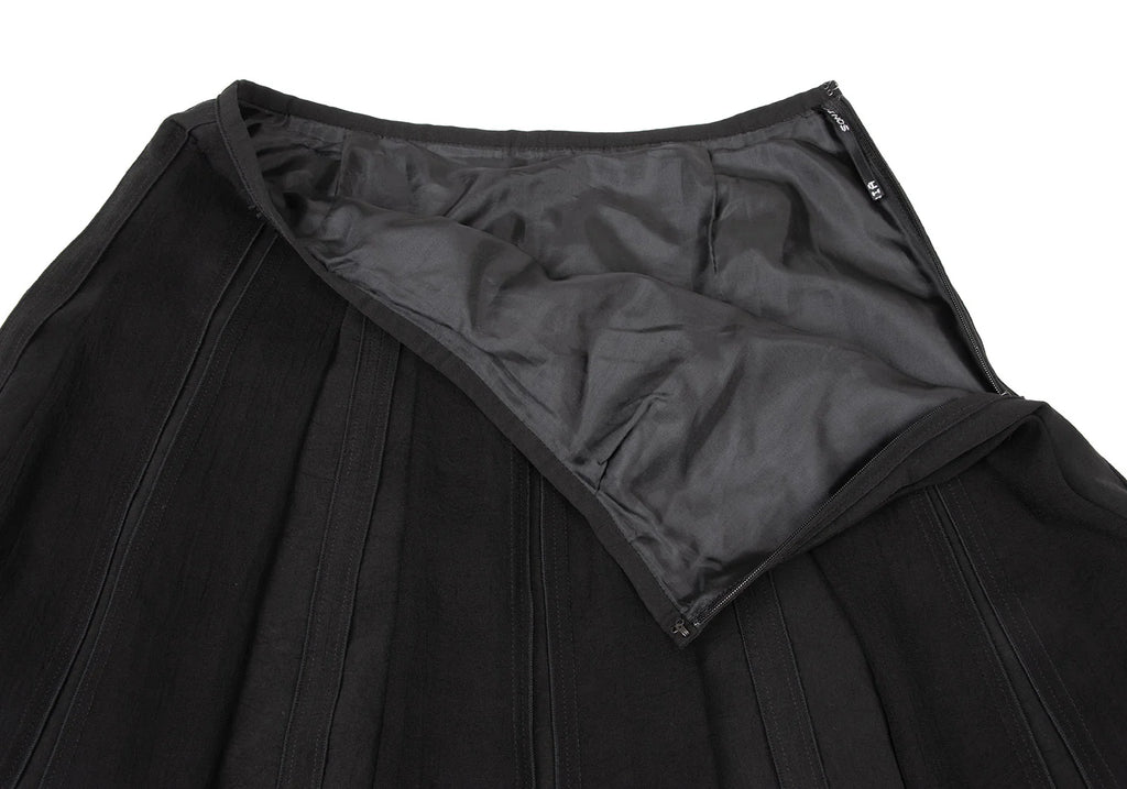 SONIA RYKIEL PARIS. Black Triacetate Blend Pintuck Switching Skirt