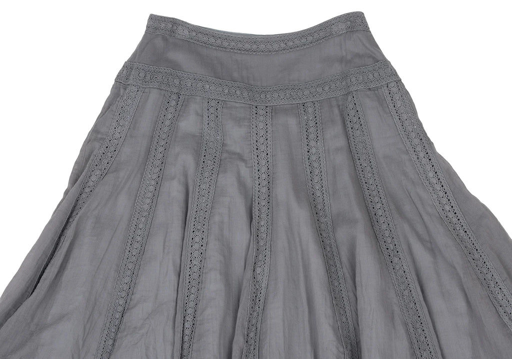 Sybilla,Jocomomola MADRID. Grey Cotton Lace Flare Skirt