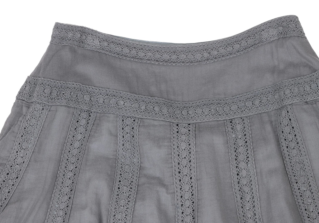 Sybilla,Jocomomola MADRID. Grey Cotton Lace Flare Skirt