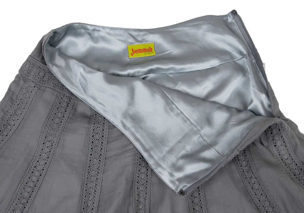Sybilla,Jocomomola MADRID. Grey Cotton Lace Flare Skirt