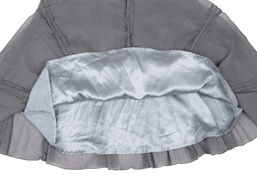 Sybilla,Jocomomola MADRID. Grey Cotton Lace Flare Skirt