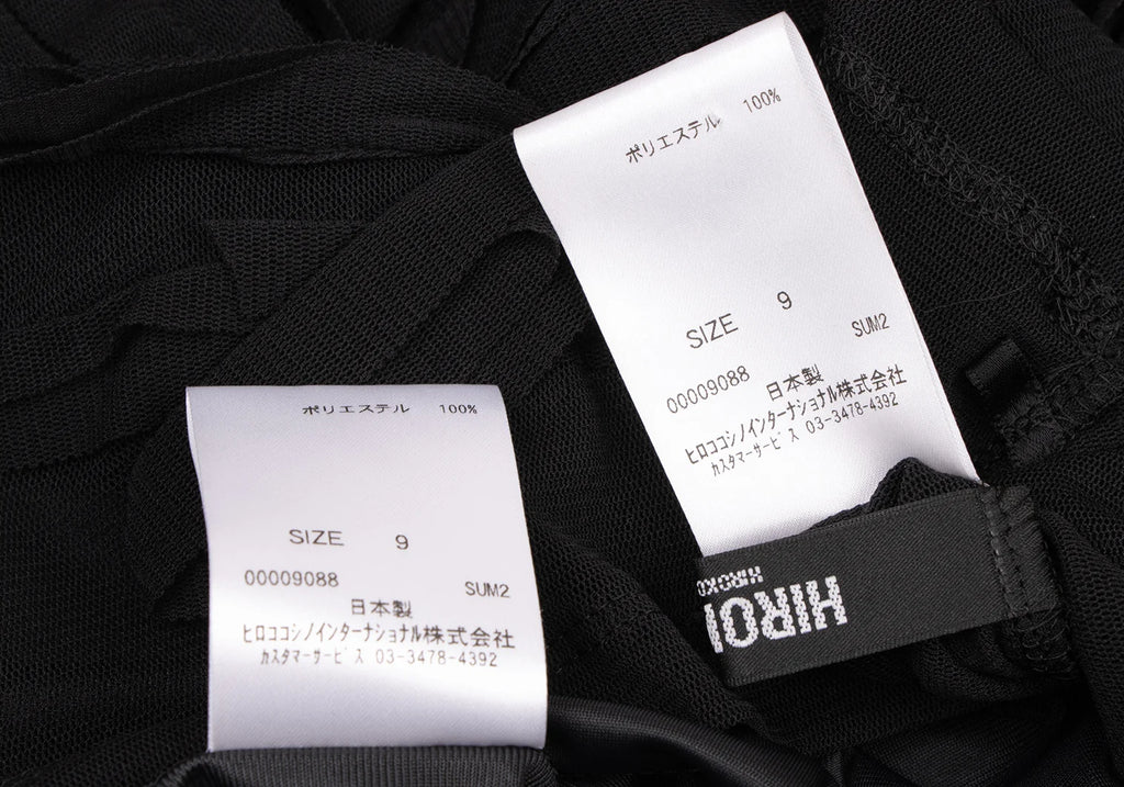 HIROKO KOSHINO HIROKO BIS JAPAN. Black Mesh Front Crepe Design Shirt