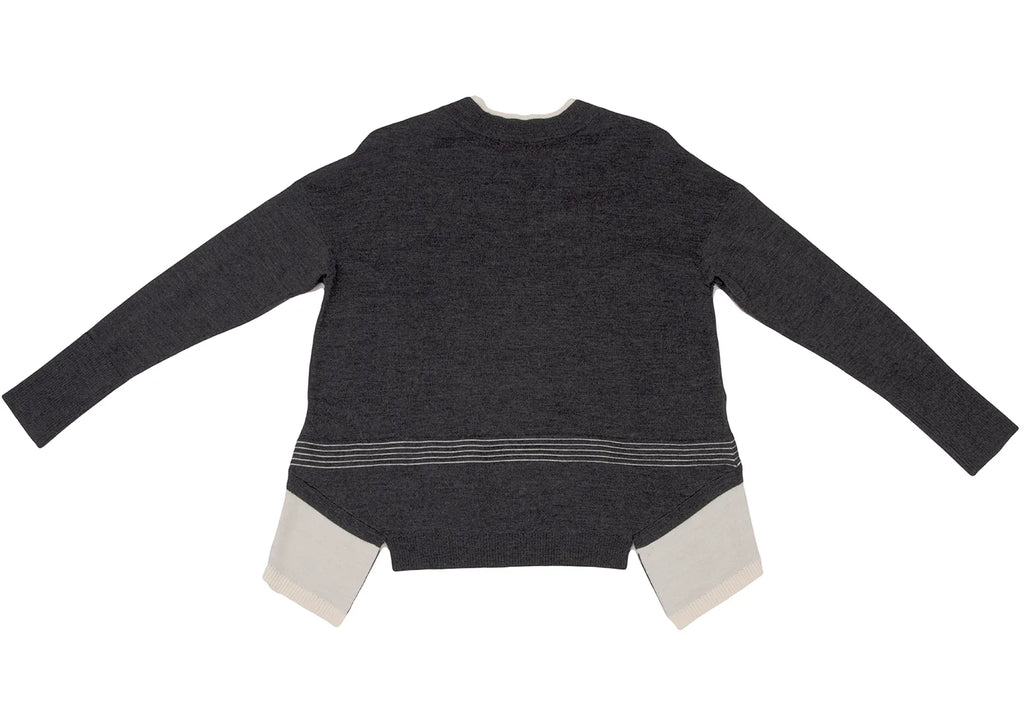 HIROKO KOSHINO HIROKO BIS JAPAN. Charcoal Color Wool Blended Switching Knit Sweater