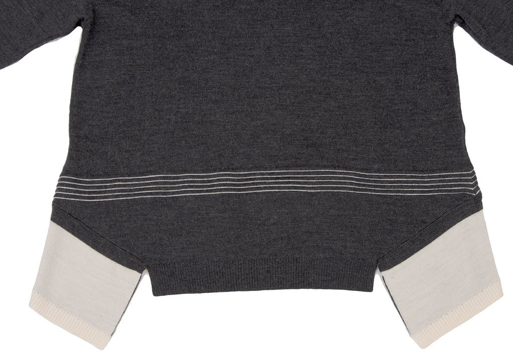 HIROKO KOSHINO HIROKO BIS JAPAN. Charcoal Color Wool Blended Switching Knit Sweater