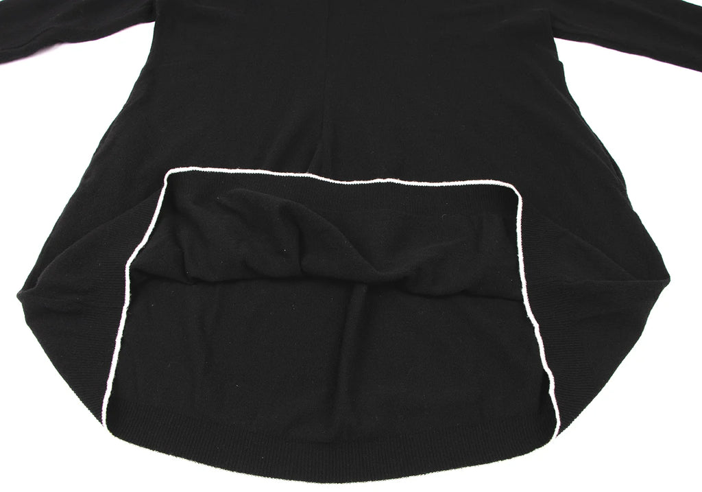 YOHJI YAMAMOTO JAPAN. Y's Black Wool Blend Sleeve Lining Dot Knit Dress