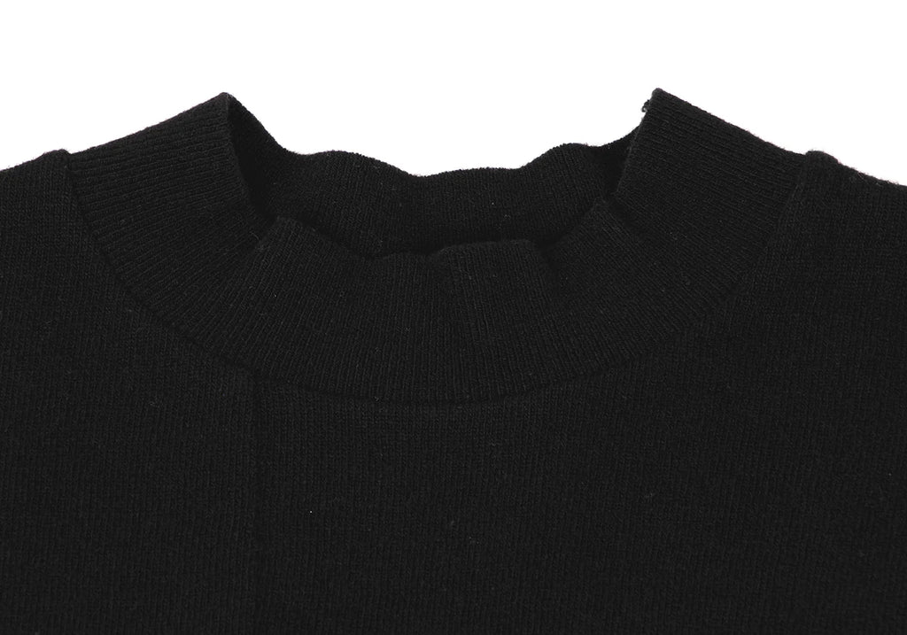 YOHJI YAMAMOTO JAPAN. Y's Black Wool Blend Sleeve Lining Dot Knit Dress