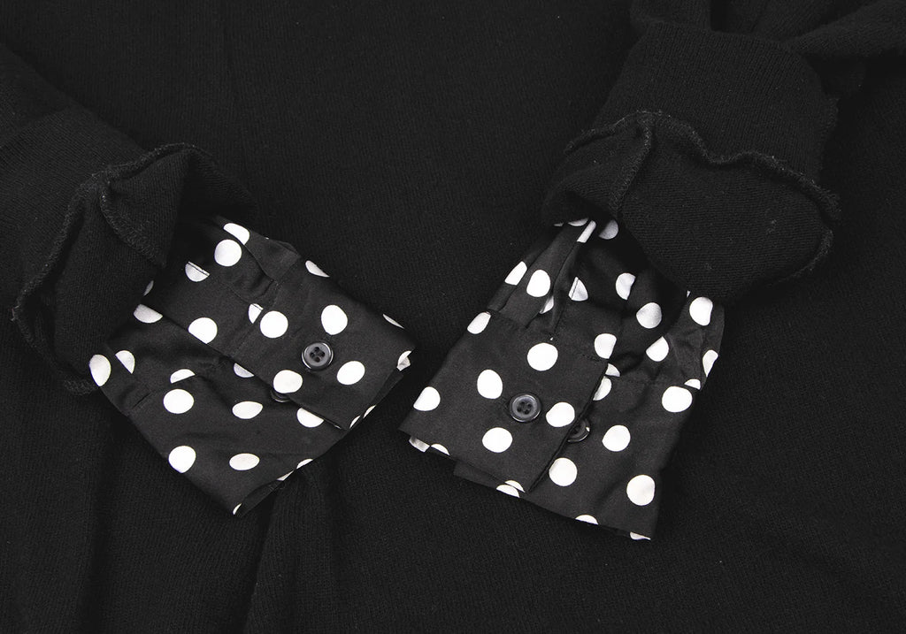 YOHJI YAMAMOTO JAPAN. Y's Black Wool Blend Sleeve Lining Dot Knit Dress
