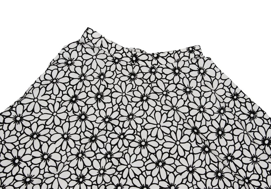 COMME des GARCON JAPAN. ROBE DE CHAMBRE. White, Black Cotton Floral Velour Skirt