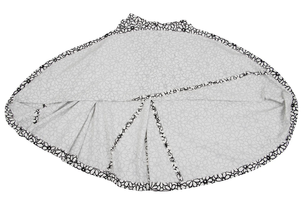 COMME des GARCON JAPAN. ROBE DE CHAMBRE. White, Black Cotton Floral Velour Skirt