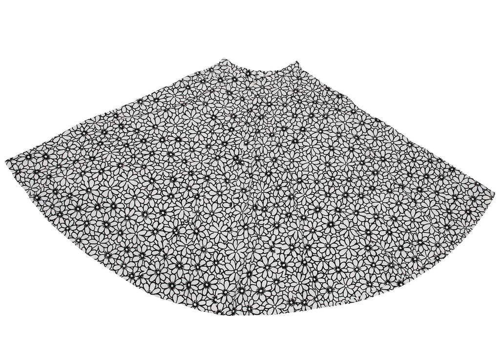 COMME des GARCON JAPAN. ROBE DE CHAMBRE. White, Black Cotton Floral Velour Skirt