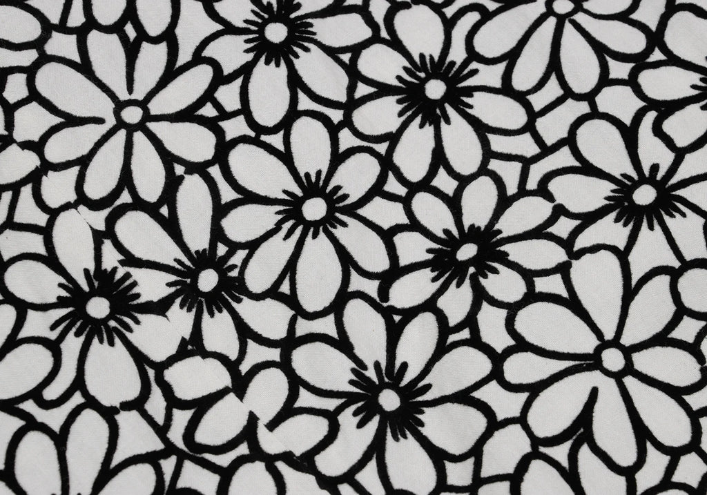 COMME des GARCON JAPAN. ROBE DE CHAMBRE. White, Black Cotton Floral Velour Skirt